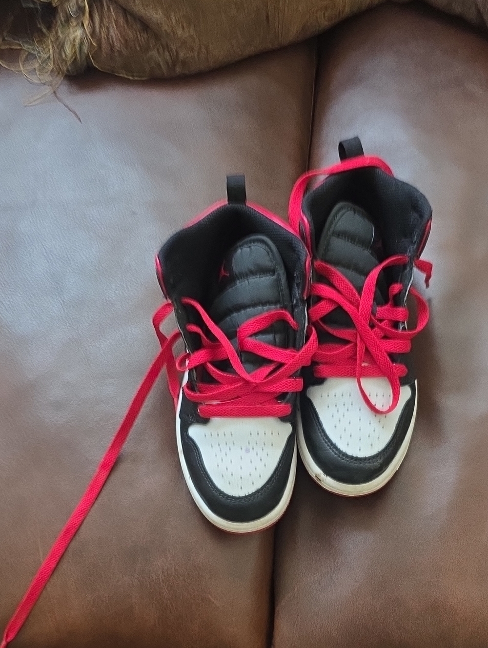 Jordan Kids Black, White & Red High-Top Sneakers